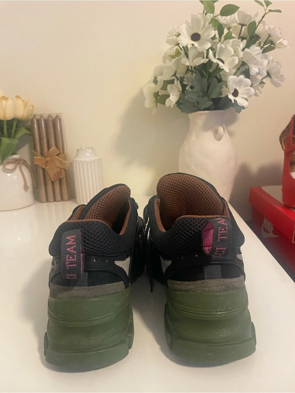 Gucci Black & Green Men's Chunky Lace-Up Sneakers